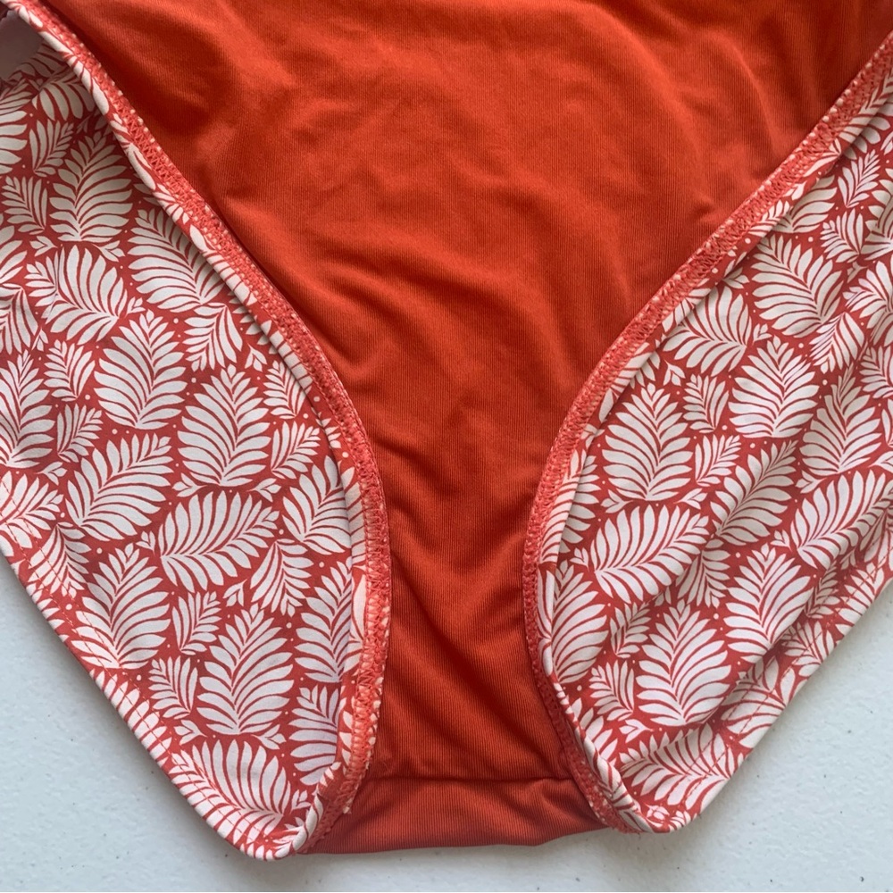 LOFT Beach | Leaf Fern Palm Frond Side Cut-Out Orange Swimsuit Small - Picture 5 of 7